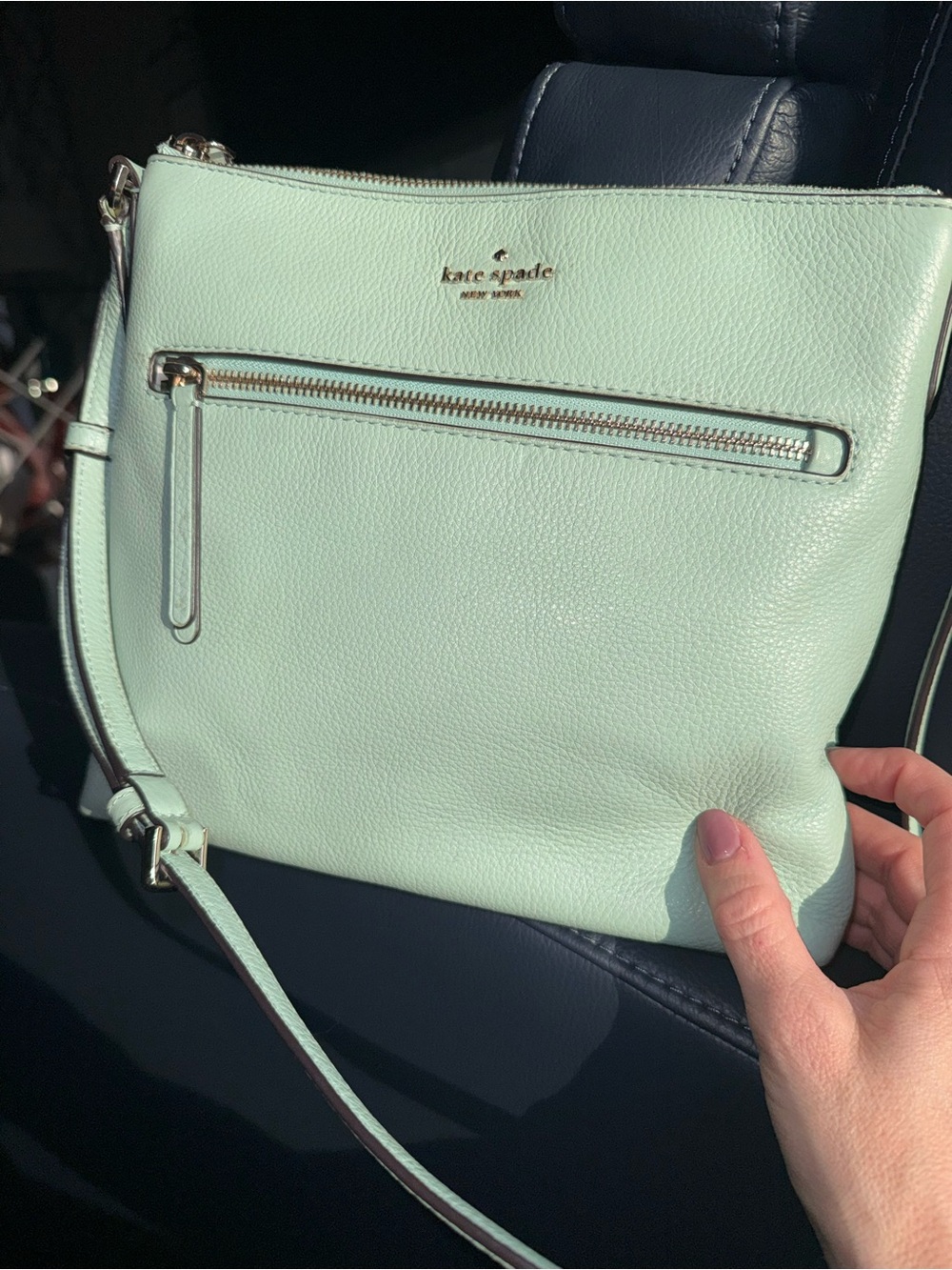 Kate Spade Mint Green Pebbled Leather Crossbody Shoulder Bag